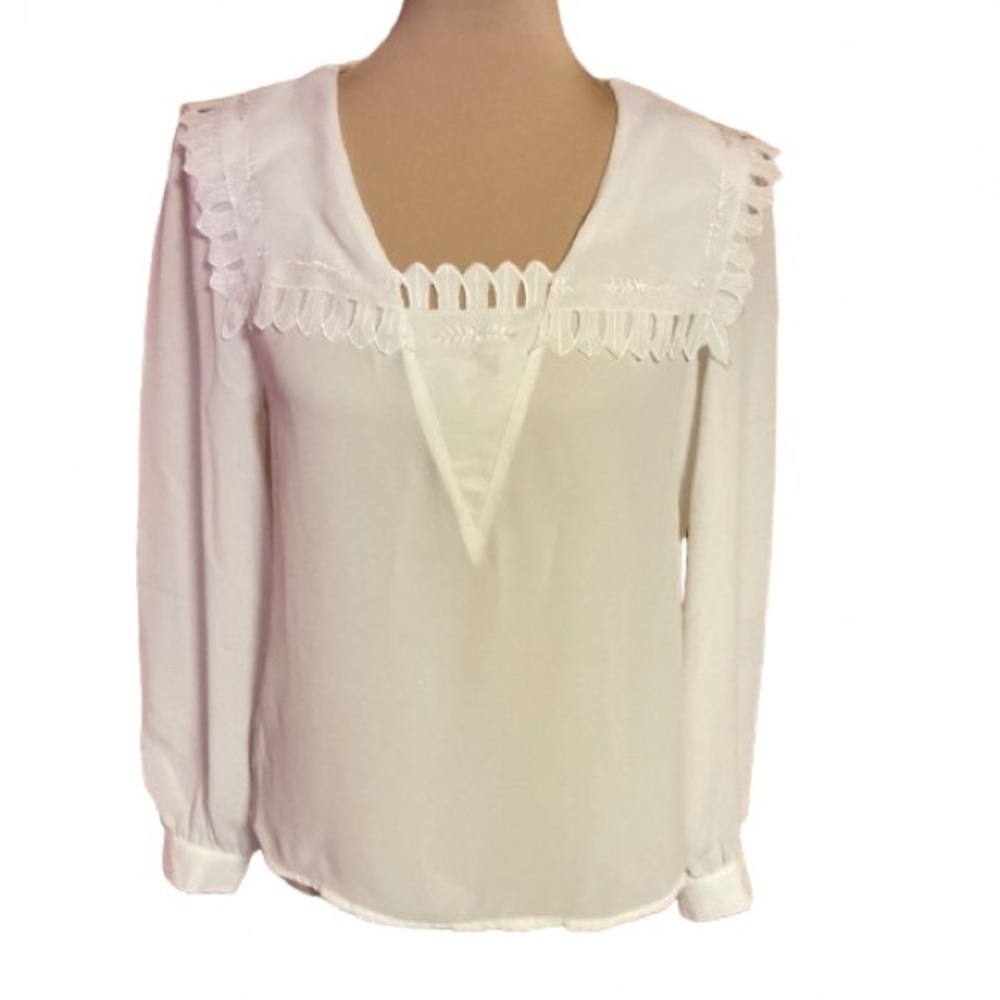 Vintage 90s feminine white dressy blouse